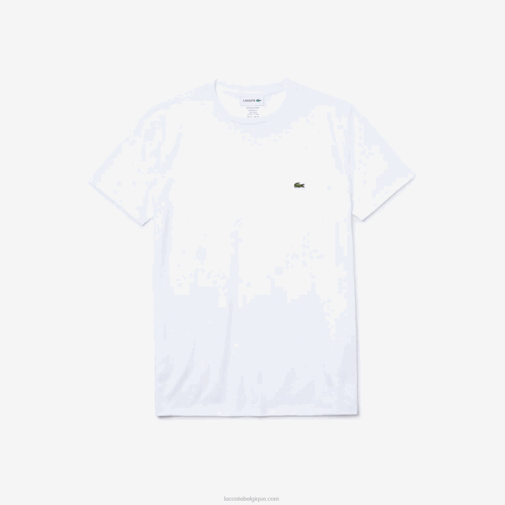 t-shirt en jersey de coton pima à col rond blanc 001 X8Z4L36 Lacoste Hommes