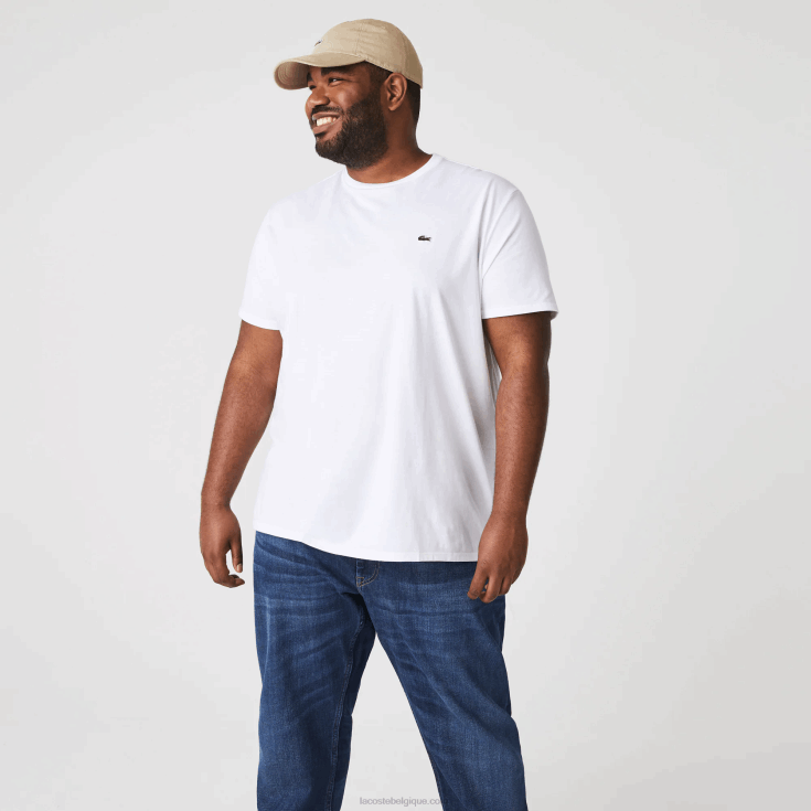 t-shirt en jersey de coton pima à col rond blanc 001 X8Z4L36 Lacoste Hommes