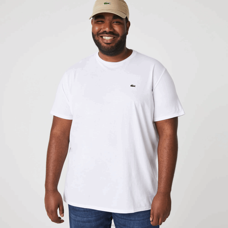 t-shirt en jersey de coton pima à col rond blanc 001 X8Z4L36 Lacoste Hommes