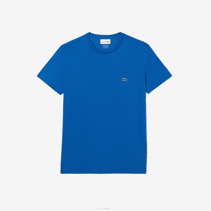t-shirt en jersey de coton pima à col rond kxb bleu X8Z4L35 Lacoste Hommes
