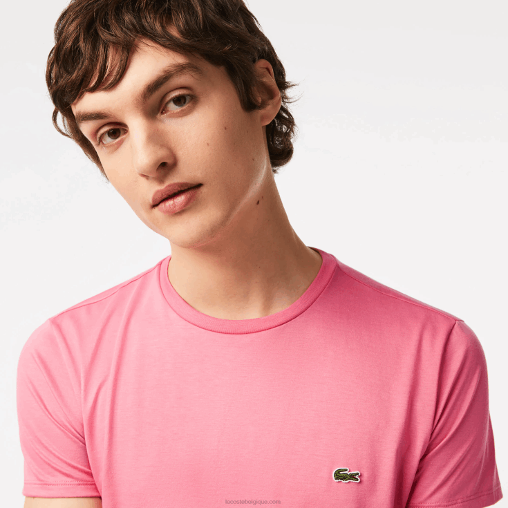 t-shirt en jersey de coton pima à col rond rose 2r3 X8Z4L54 Lacoste Hommes