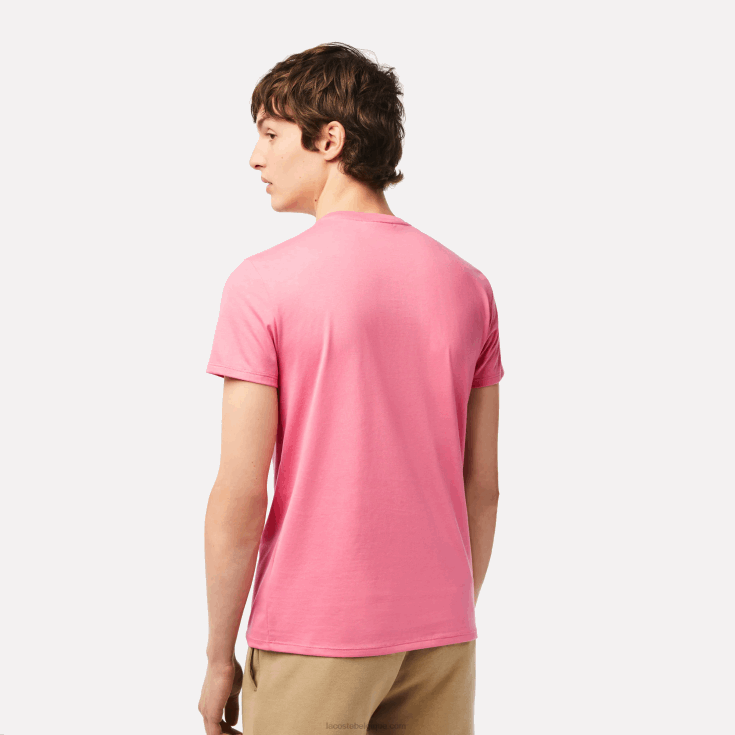 t-shirt en jersey de coton pima à col rond rose 2r3 X8Z4L54 Lacoste Hommes