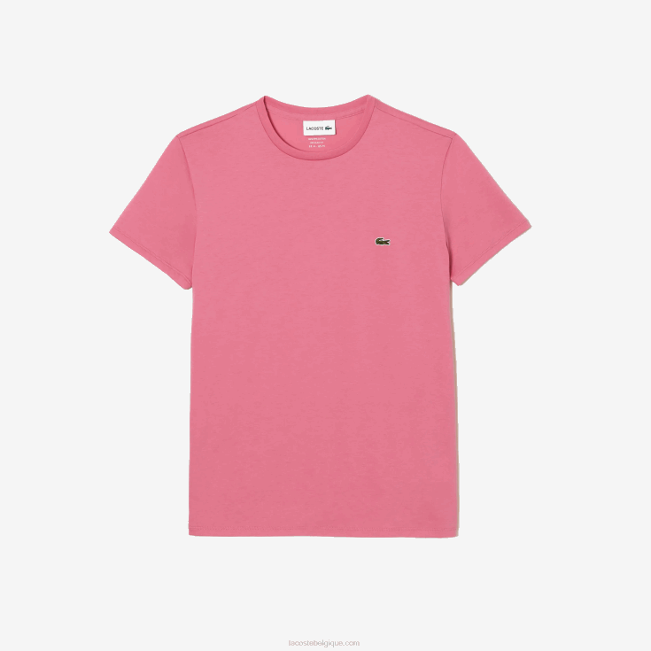 t-shirt en jersey de coton pima à col rond rose 2r3 X8Z4L54 Lacoste Hommes