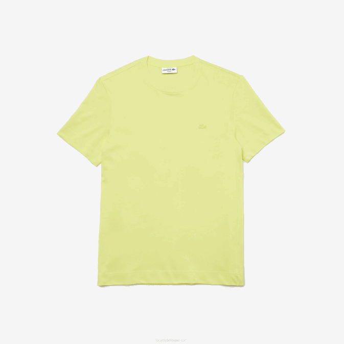 tuk jaune flashy V6HV641 Hommes Lacoste t-shirt en piqué de coton bio à col rond