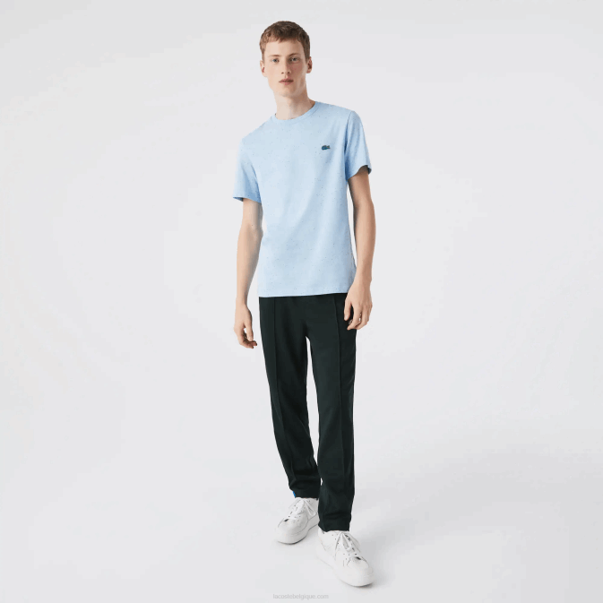 turquoise 733 V6HV747 Hommes Lacoste t-shirt regular fit en jersey de coton imprimé moucheté