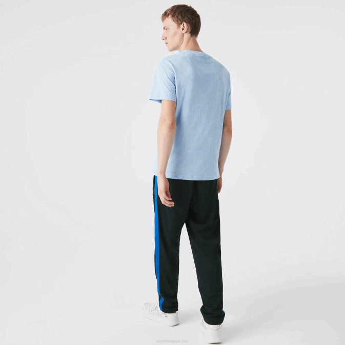 turquoise 733 V6HV747 Hommes Lacoste t-shirt regular fit en jersey de coton imprimé moucheté