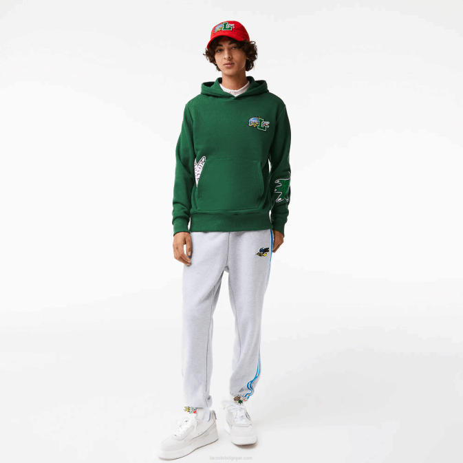 vert 132 V6HV1132 Hommes Lacoste sweat à capuche imprimé effet comique