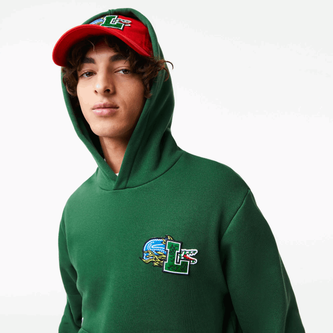 vert 132 V6HV1132 Hommes Lacoste sweat à capuche imprimé effet comique