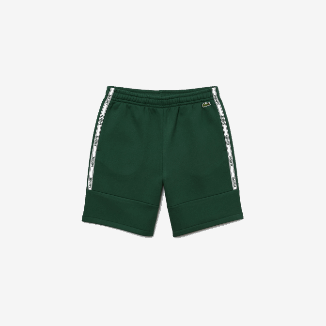 vert 132 V6HV1539 Hommes Lacoste short en molleton de coton mélangé à bandes griffées