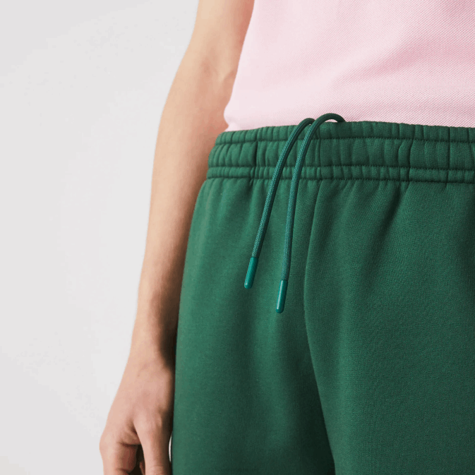 vert 132 V6HV1539 Hommes Lacoste short en molleton de coton mélangé à bandes griffées