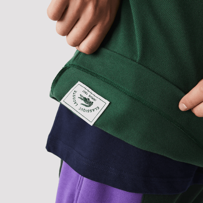 vert 132 V6HV252 Hommes Lacoste polo original l1212 avec piqué de coton épais