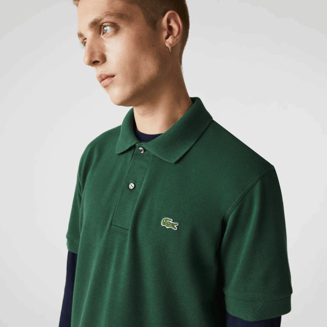 vert 132 V6HV252 Hommes Lacoste polo original l1212 avec piqué de coton épais