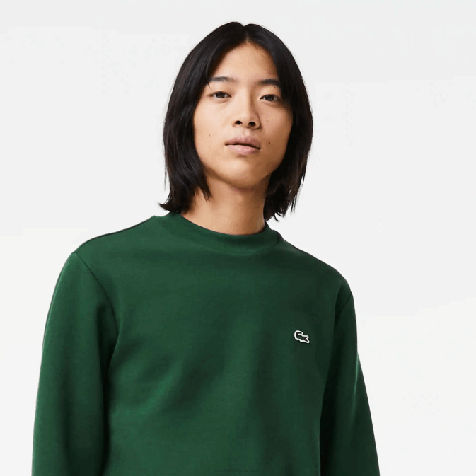 vert 132 V6HV281 Hommes Lacoste sweat-shirt en coton bio brossé