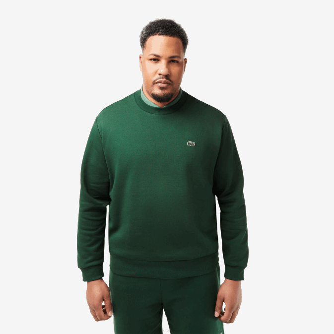 vert 132 V6HV281 Hommes Lacoste sweat-shirt en coton bio brossé