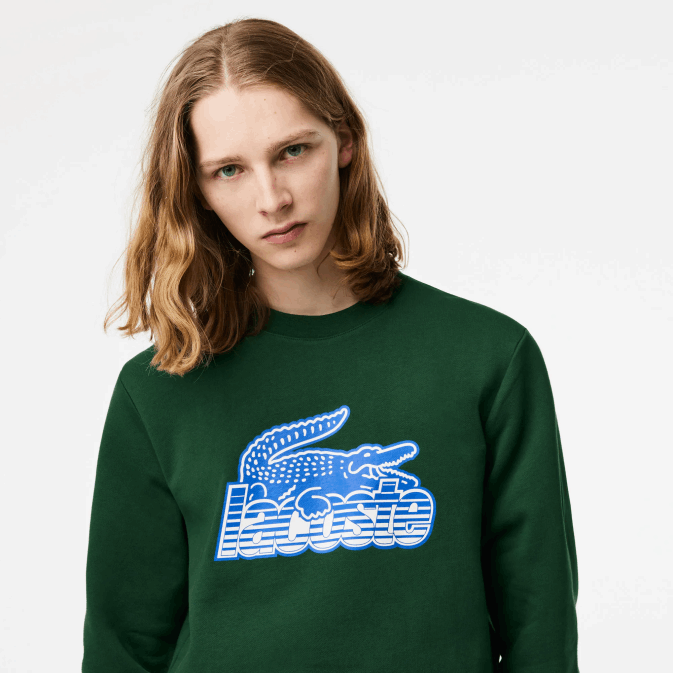 vert 132 V6HV299 Hommes Lacoste sweat col rond molleton non gratté