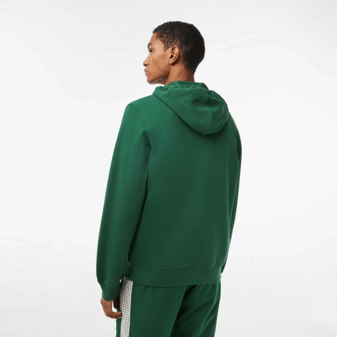 vert 132 V6HV321 Hommes Lacoste sweat à capuche zippé en molleton non brossé