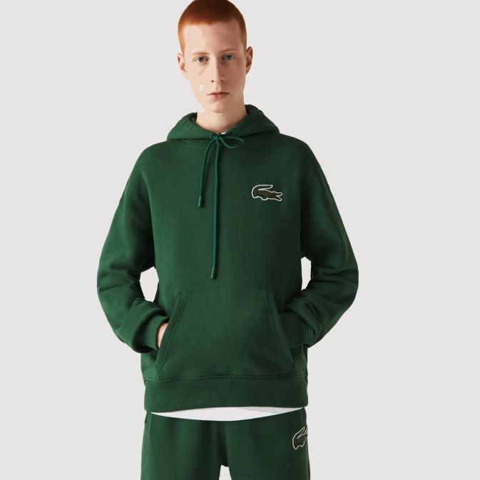 vert 132 V6HV367 Hommes Lacoste sweat ample à capuche en coton bio