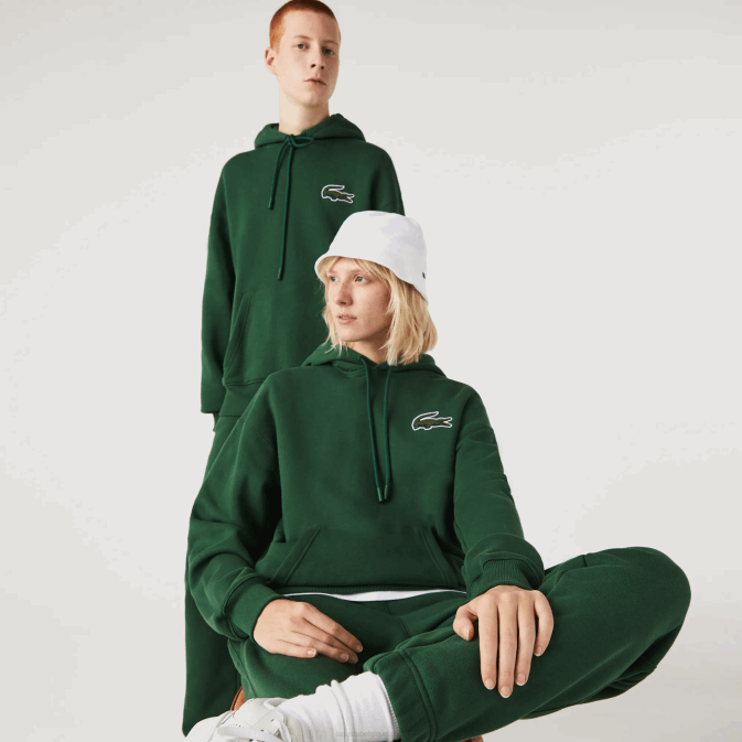 vert 132 V6HV367 Hommes Lacoste sweat ample à capuche en coton bio