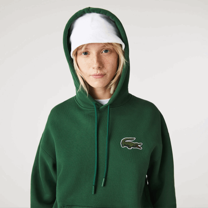 vert 132 V6HV367 Hommes Lacoste sweat ample à capuche en coton bio