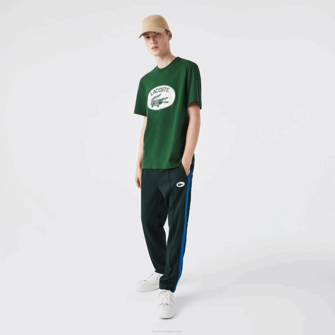 vert 132 V6HV577 Hommes Lacoste t-shirt coupe classique à imprimé monogramme