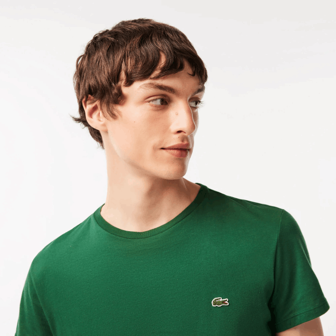 vert 132 V6HV618 Hommes Lacoste t-shirt en jersey de coton pima à col rond