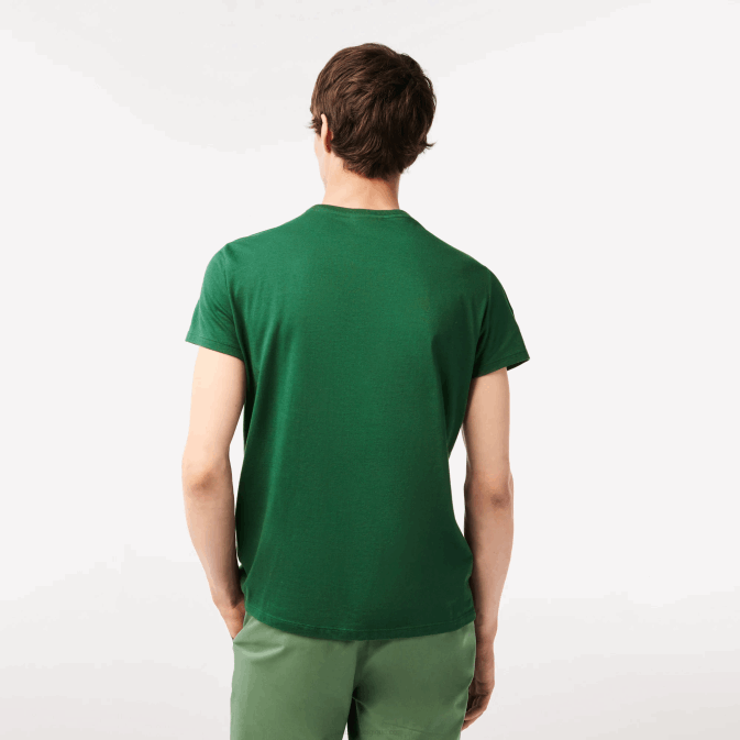 vert 132 V6HV618 Hommes Lacoste t-shirt en jersey de coton pima à col rond