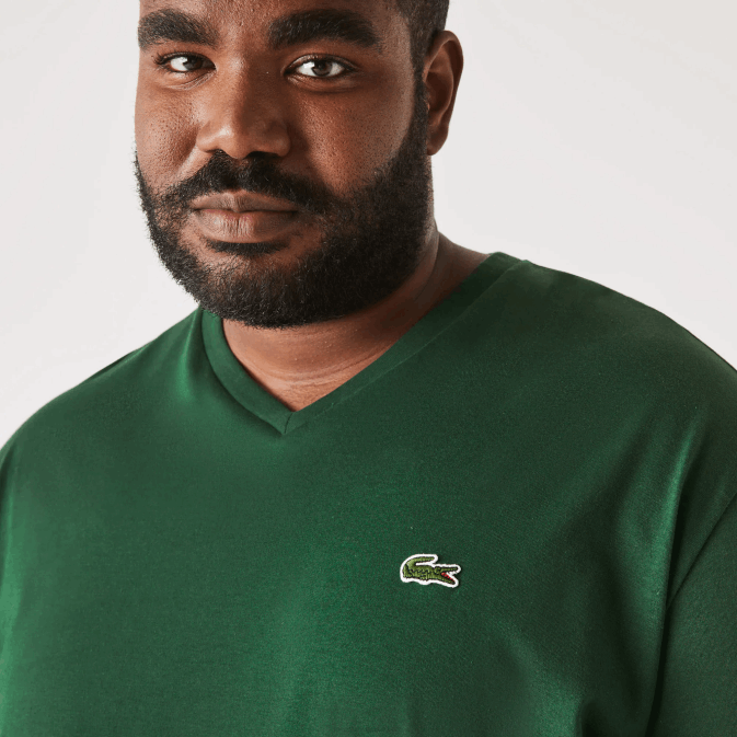 vert 132 V6HV823 Hommes Lacoste polo regular fit en coton côtelé à col en V (grande taille)