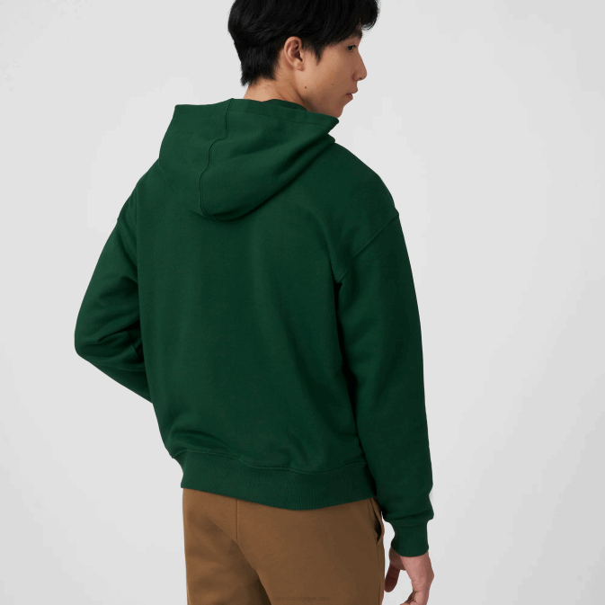 vert 132 V6HV970 Hommes Lacoste sweat à capuche ample avec monogramme de marque