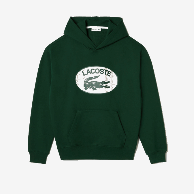 vert 132 V6HV970 Hommes Lacoste sweat à capuche ample avec monogramme de marque