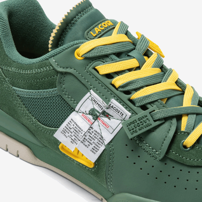 vert 1m8 V6HV1749 Hommes Lacoste baskets en cuir et textile m89