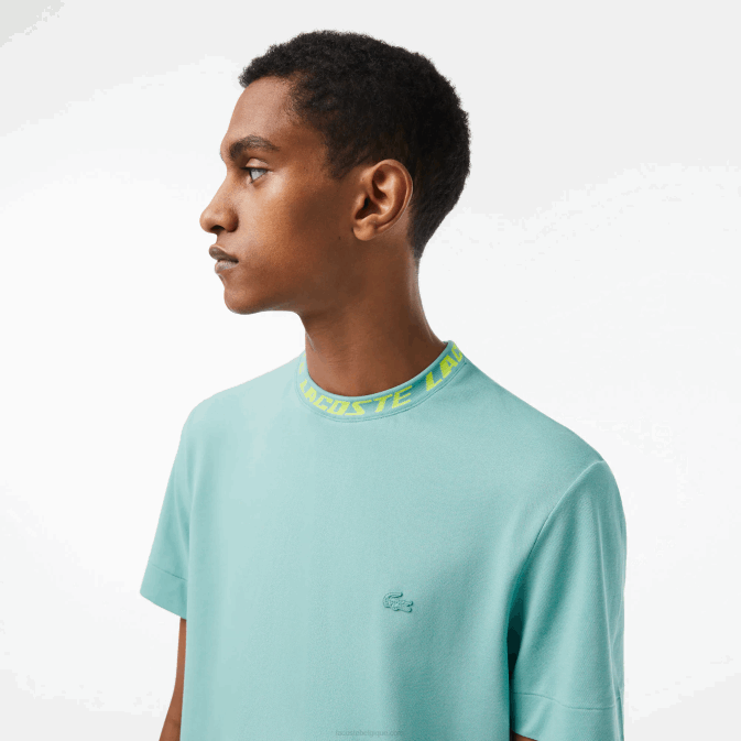 vert 3a4 V6HV208 Hommes Lacoste t-shirt coupe classique à col marqué