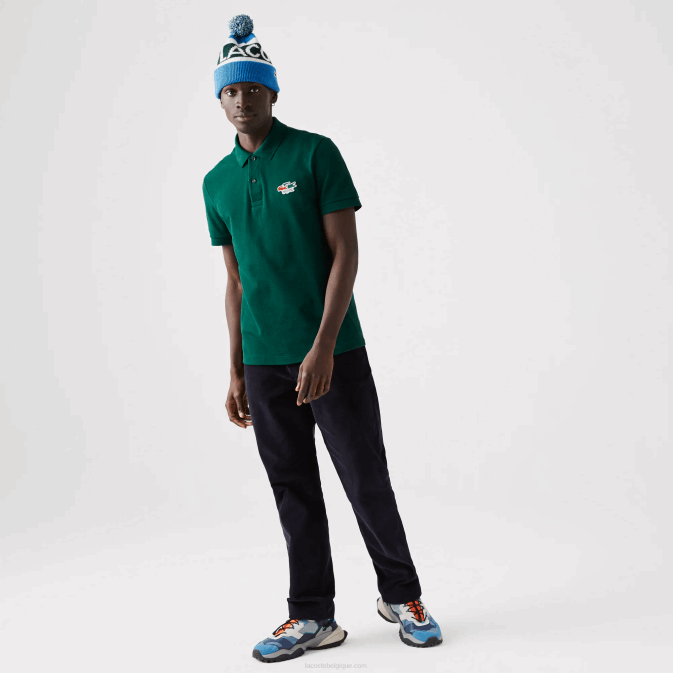 vert 3m2 V6HV843 Hommes Lacoste polo regular fit en coton bio crocodiles