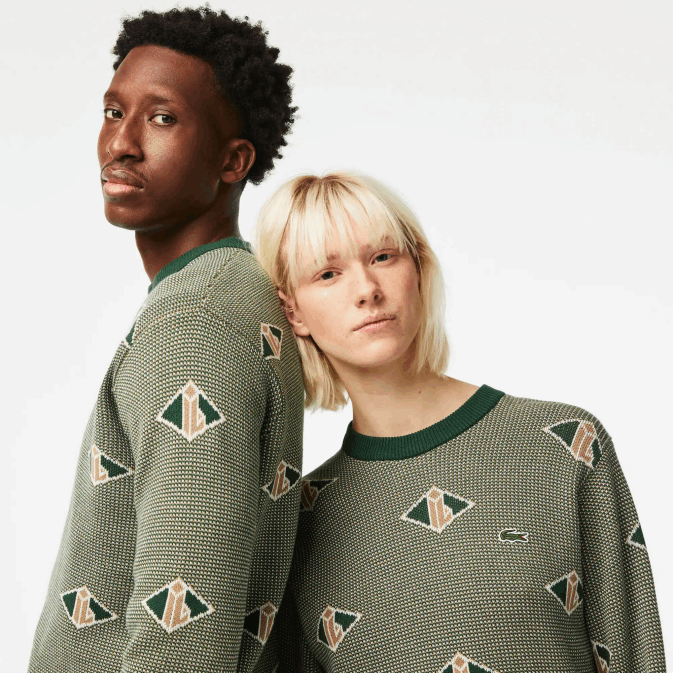 vert beige blanc lvt V6HV1504 Hommes Lacoste pull à motif monogrammé