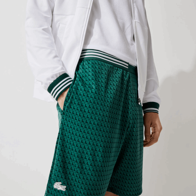 vert blanc 256 V6HV1598 Hommes Lacoste short sport respirant à motif pied-de-poule