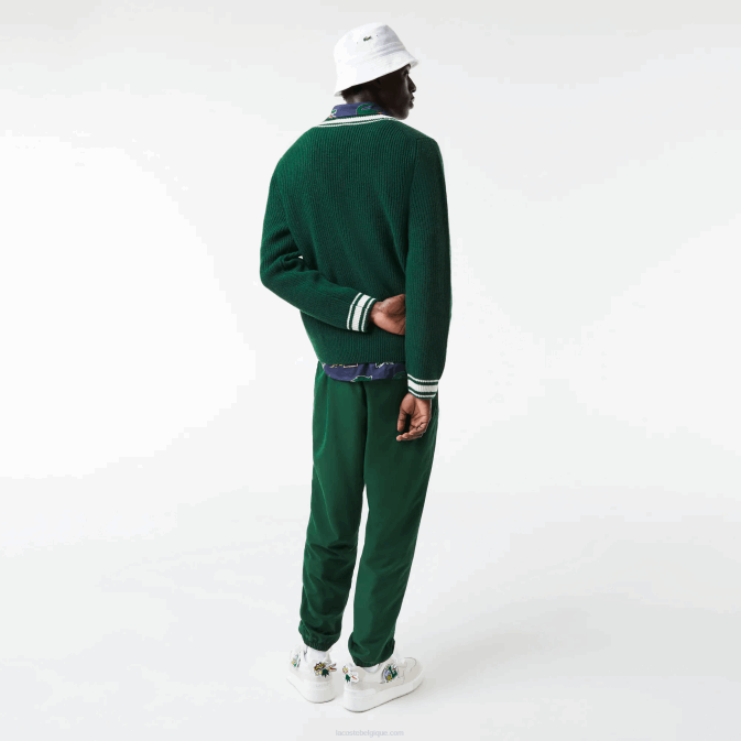 vert blanc an V6HV1379 Hommes Lacoste pull à badge comique