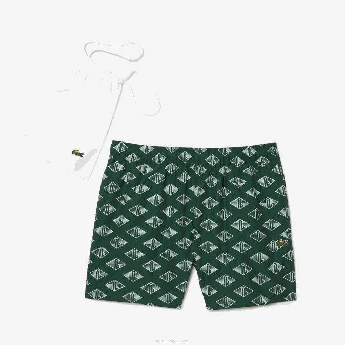 vert blanc an V6HV530 Hommes Lacoste maillot de bain bicolore à motif monogrammé