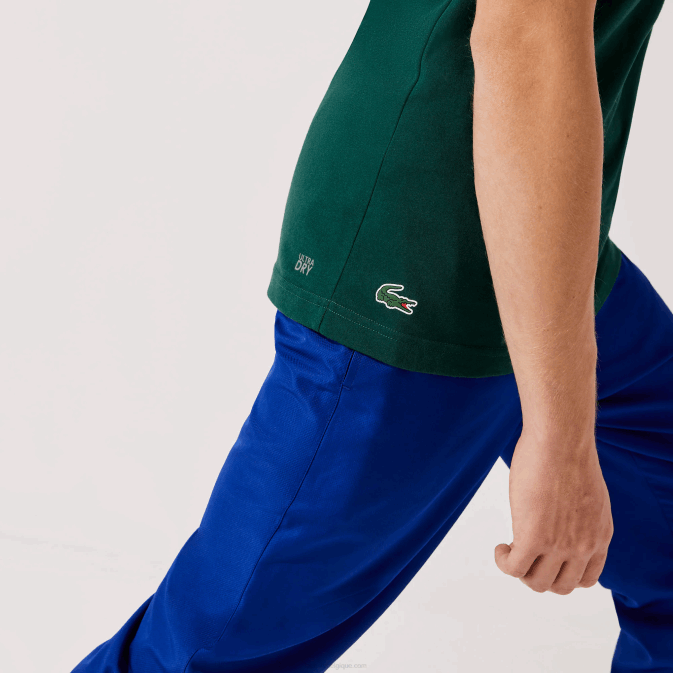 vert blanc wpx V6HV795 Hommes Lacoste t-shirt sport respirant à col rond et imprimé tennis
