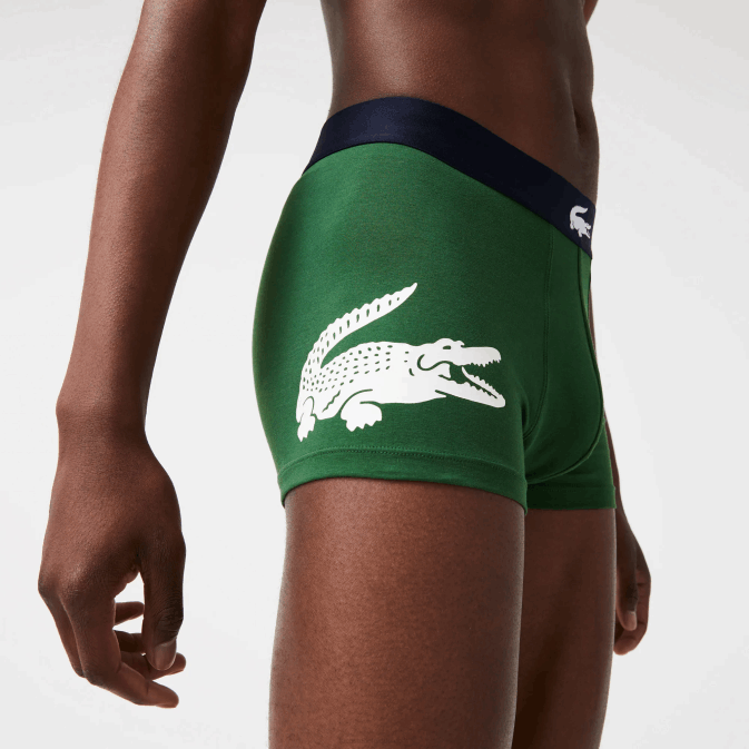 vert bleu marine blanc p52 V6HV1341 Hommes Lacoste Lot de 3 boxers dépareillés en coton stretch
