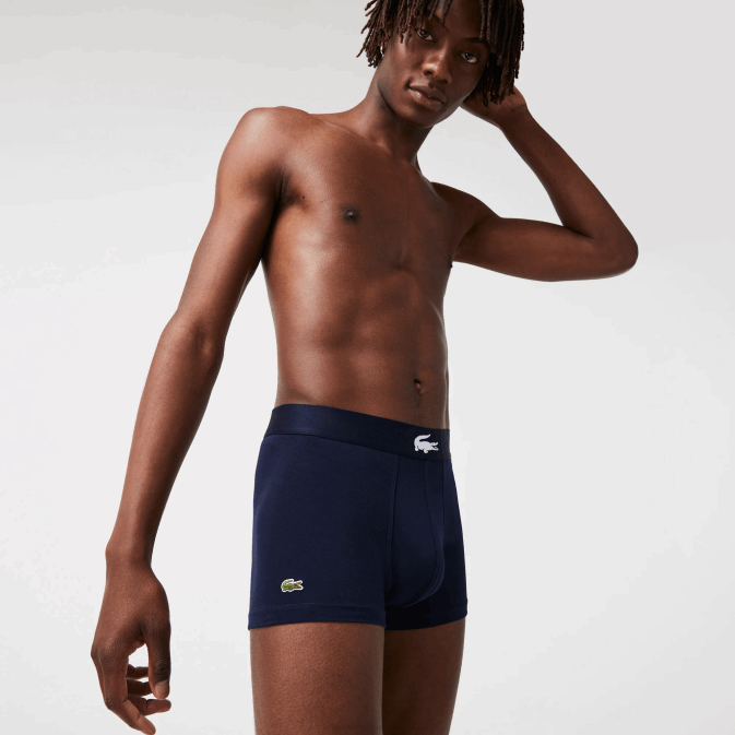 vert bleu marine blanc p52 V6HV1341 Hommes Lacoste Lot de 3 boxers dépareillés en coton stretch