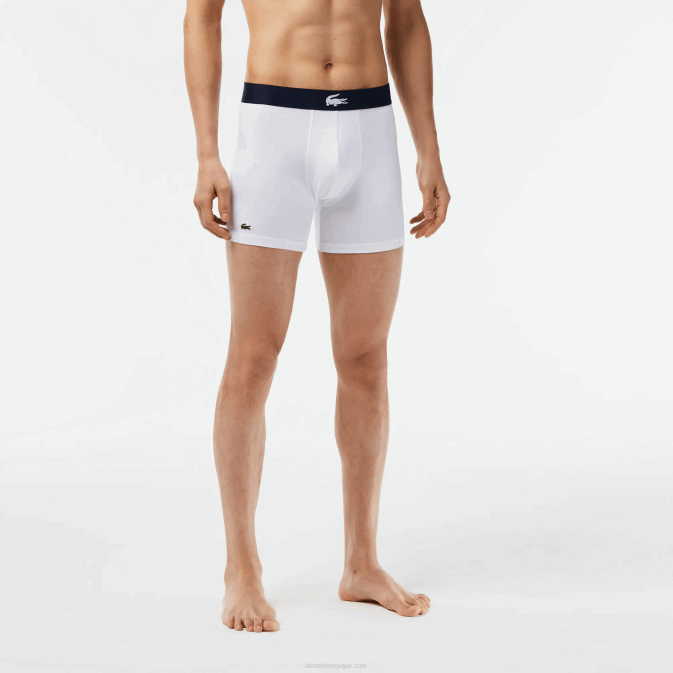 vert bleu marine blanc p52 V6HV1368 Hommes Lacoste Lot de 3 boxers longs en coton stretch taille crocodile