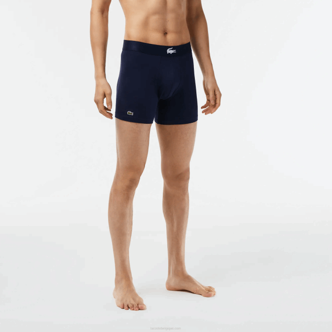vert bleu marine blanc p52 V6HV1368 Hommes Lacoste Lot de 3 boxers longs en coton stretch taille crocodile