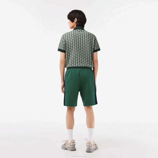 vert bleu marine blanc wn7 V6HV456 Hommes Lacoste short color block en molleton brossé