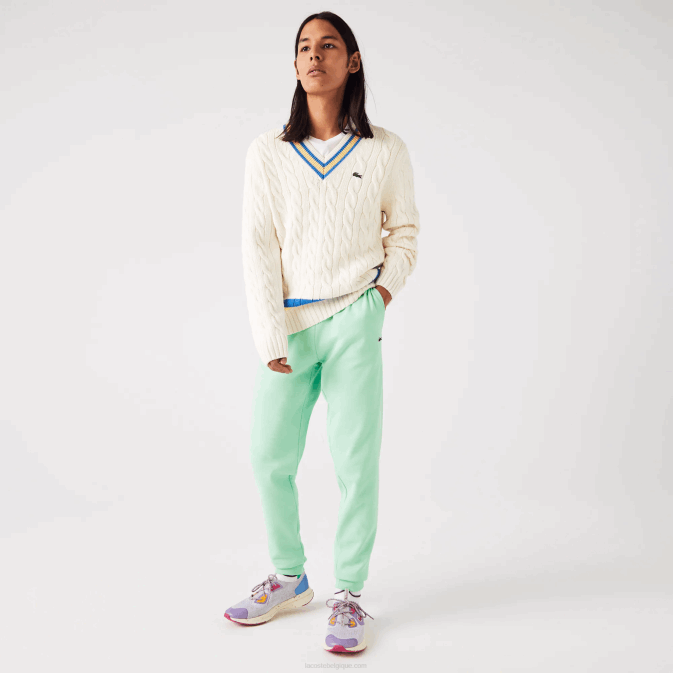 vert clair 0vz V6HV1125 Hommes Lacoste pantalon de survêtement fuselé en polaire