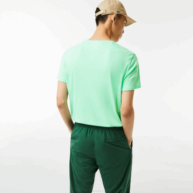 vert clair 0vz V6HV833 Hommes Lacoste t-shirt en jersey de coton pima à col rond