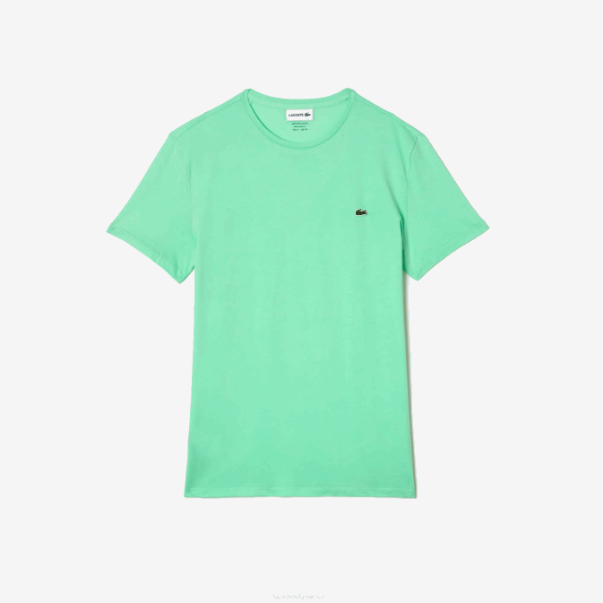 vert clair 0vz V6HV833 Hommes Lacoste t-shirt en jersey de coton pima à col rond