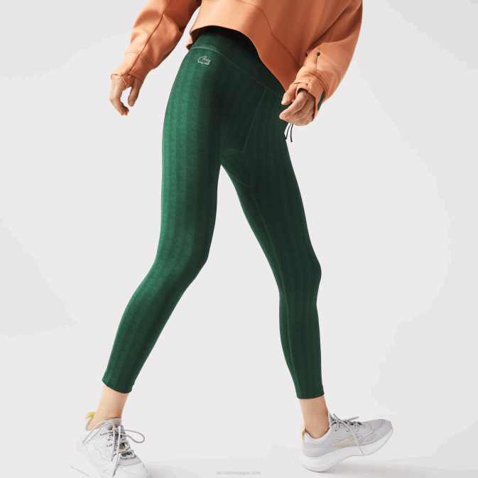 vert d1r V6HV2573 femmes Lacoste legging sport taille haute imprimé all-over