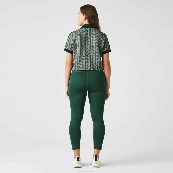 vert d1r V6HV2573 femmes Lacoste legging sport taille haute imprimé all-over