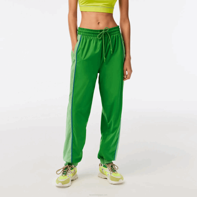 vert dbf V6HV2426 femmes Lacoste pantalon de jogging à effet perforé