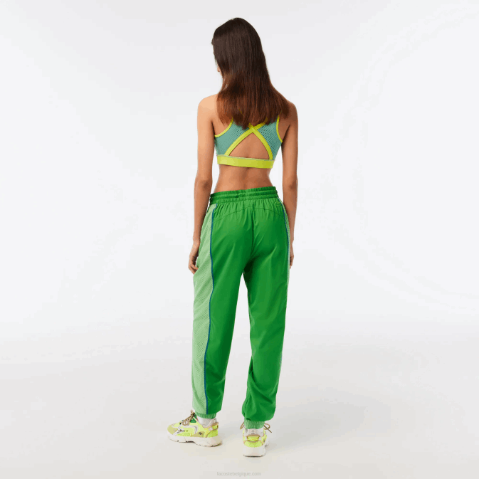 vert dbf V6HV2426 femmes Lacoste pantalon de jogging à effet perforé