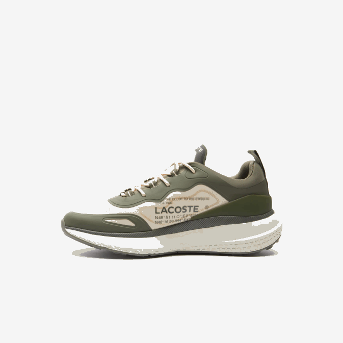 vert foncé  blanc cassé 1x3 V6HV1887 Hommes Lacoste baskets en textile active 4851